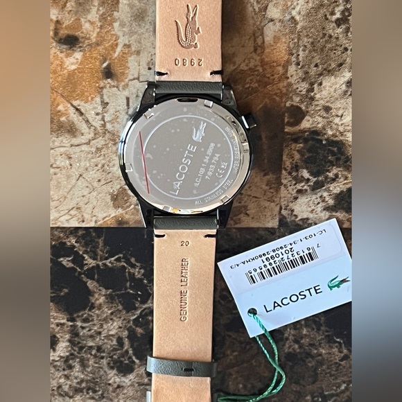 LACOSTE Motion Men's Black Dial Leather Strap 42mm Watch Model 2010991 - Picture 7 of 9